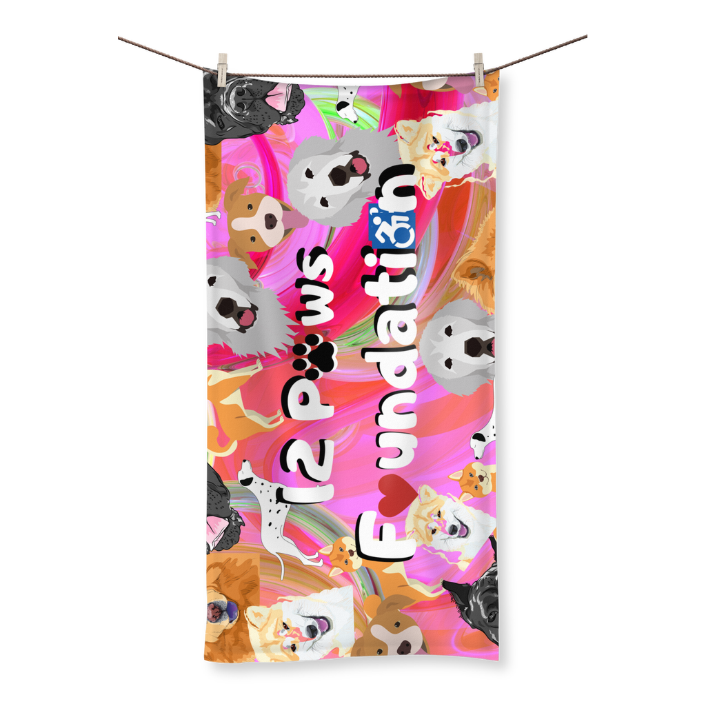 (Pink) 12 Paws Pattern Mask Sublimation All Over Towel