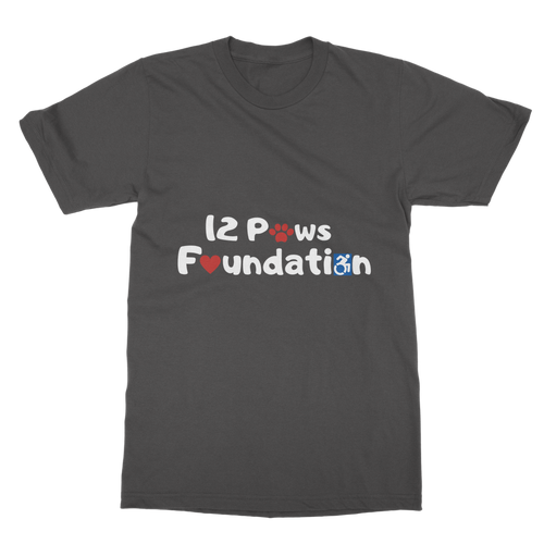 (White Lettering) 12 Paws Foundation Classic Adult T-Shirt