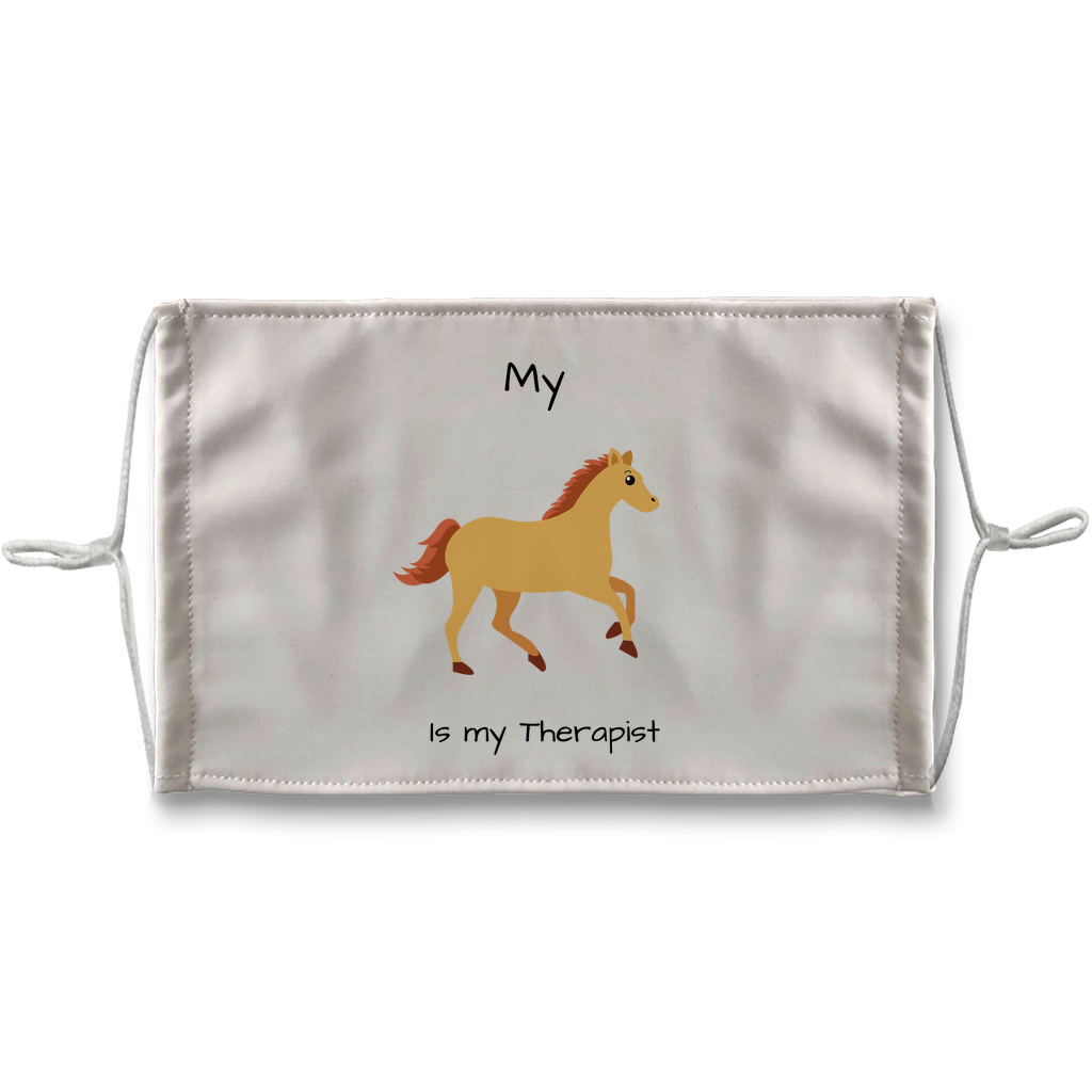 My Horse is My Therapist (Black) Sublimation Face Mask + 10 Replacement Filters