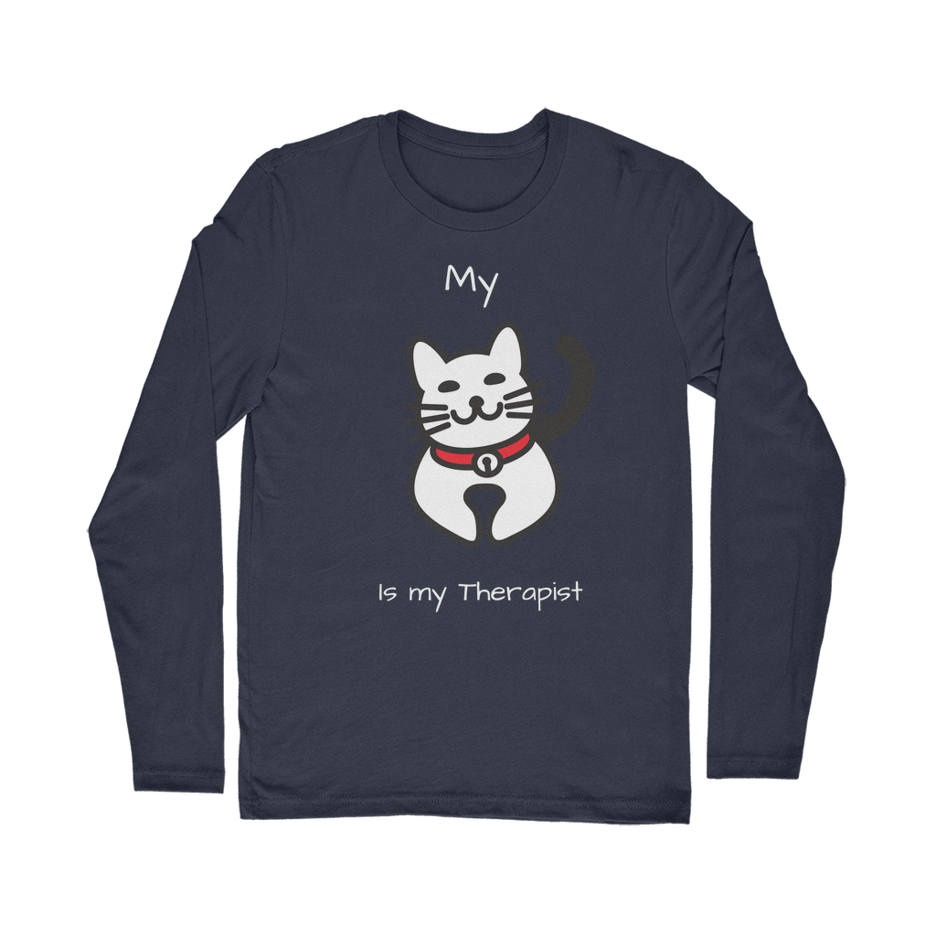 My Cat is My Therapist (White) Classic Long Sleeve T-Shirt