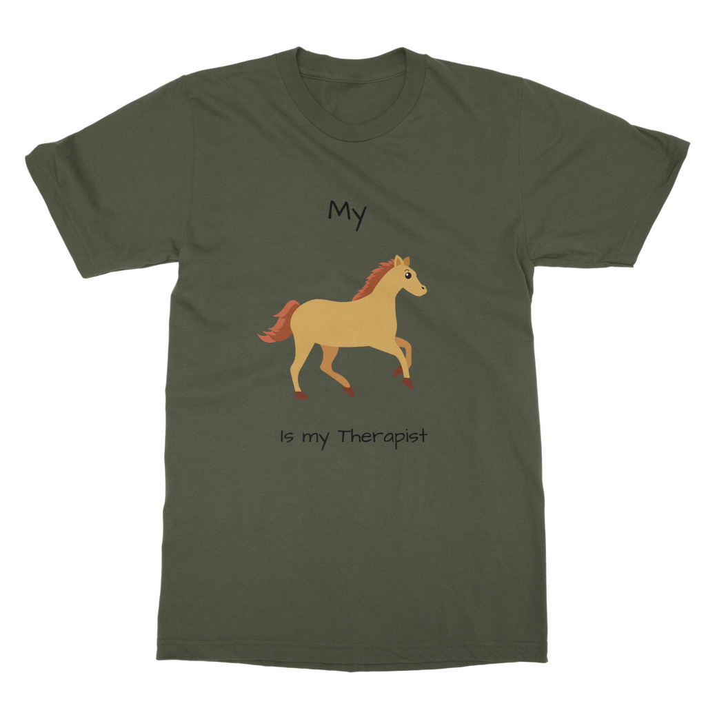 My Horse is My Therapist (Black) Classic Adult T-Shirt