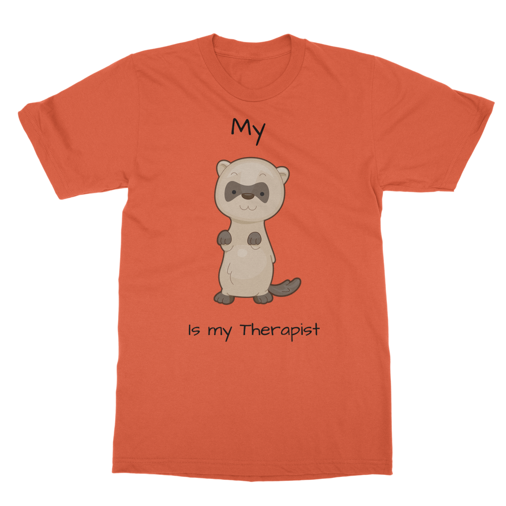 My Ferret is My Therapist (Black) Classic Adult T-Shirt