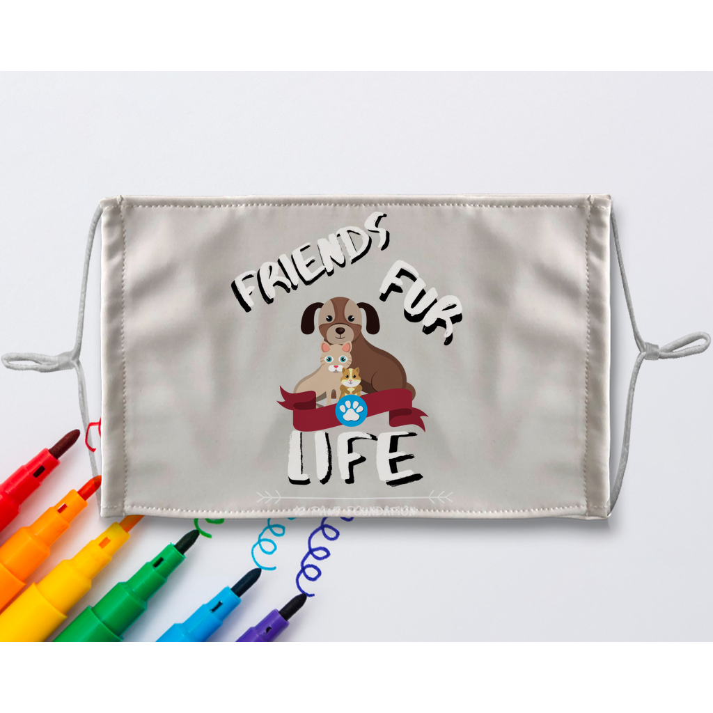 (White Lettering) Friends Fur Life Sublimation Colouring Face Mask