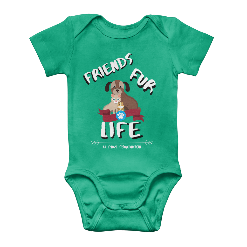(White Lettering) Friends Fur Life Classic Baby Onesie Bodysuit
