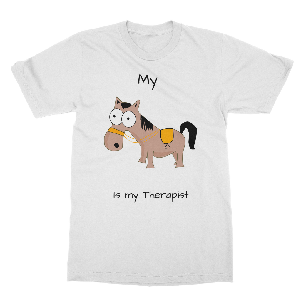 My Crazy Horse is My Therapist (Black) Classic Adult T-Shirt