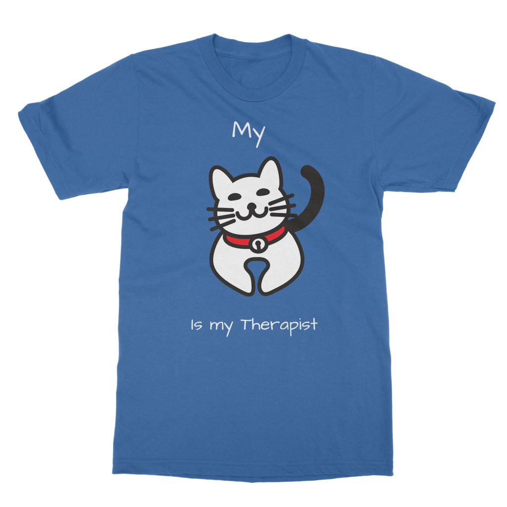 My Cat is My Therapist (White) Classic Adult T-Shirt