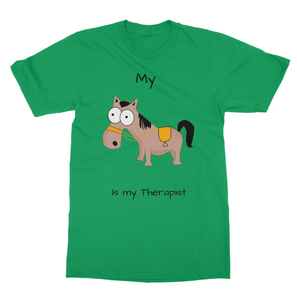 My Crazy Horse is My Therapist (Black) Classic Adult T-Shirt