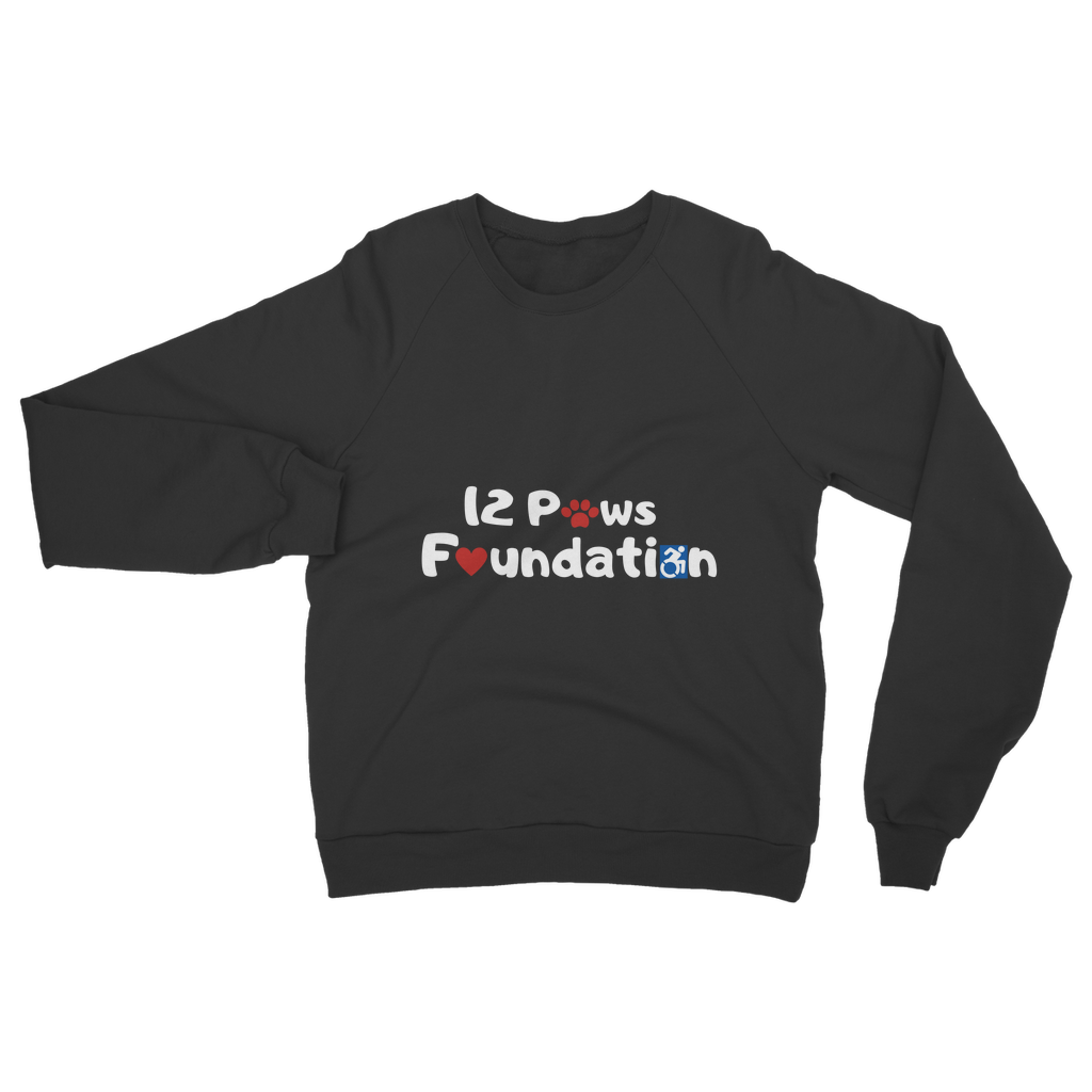 (White Lettering) 12 Paws Foundation Classic Adult Sweatshirt