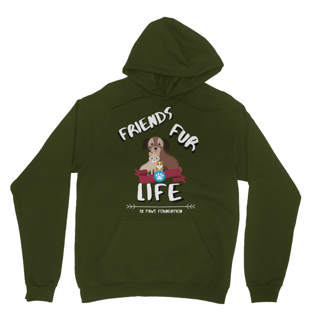 (White Lettering) Friends Fur Life Classic Adult Hoodie