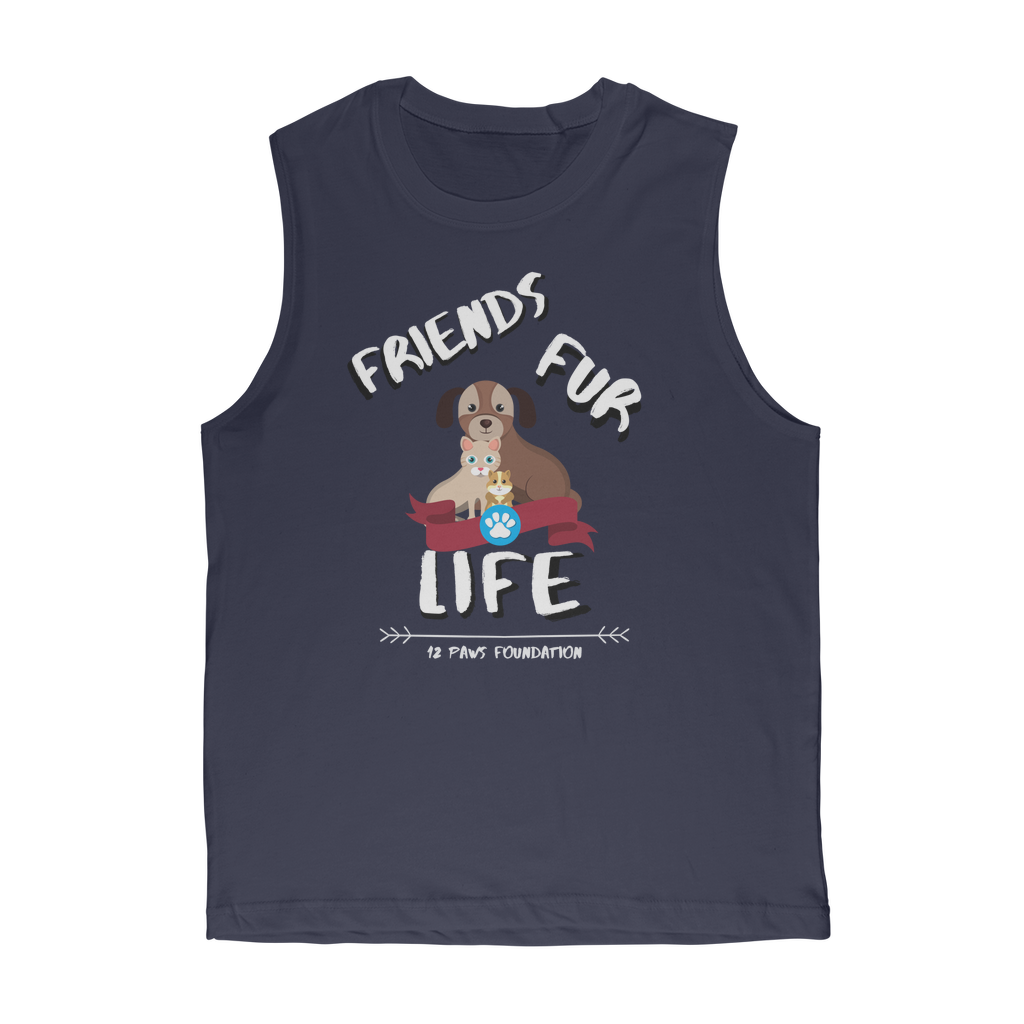 (White Lettering) Friends Fur Life Classic Adult Muscle Top