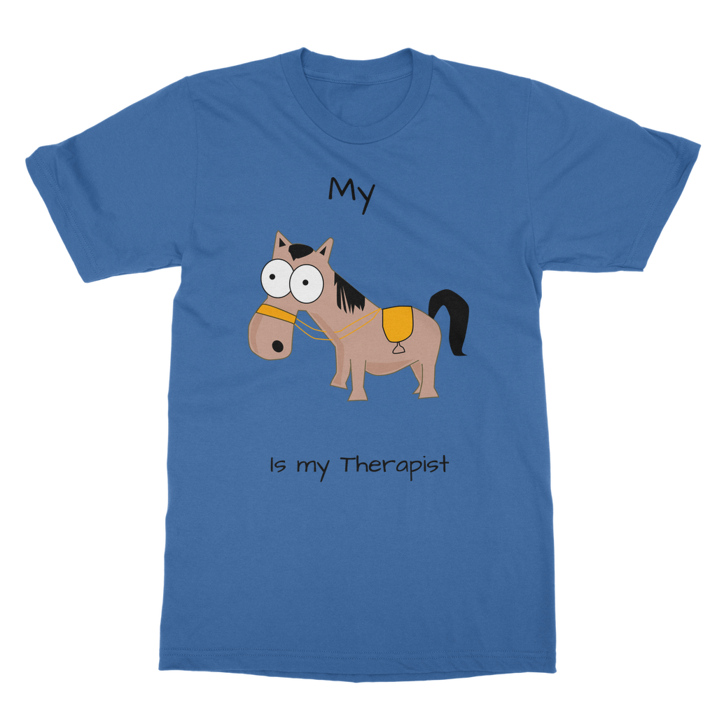 My Crazy Horse is My Therapist (Black) Classic Adult T-Shirt
