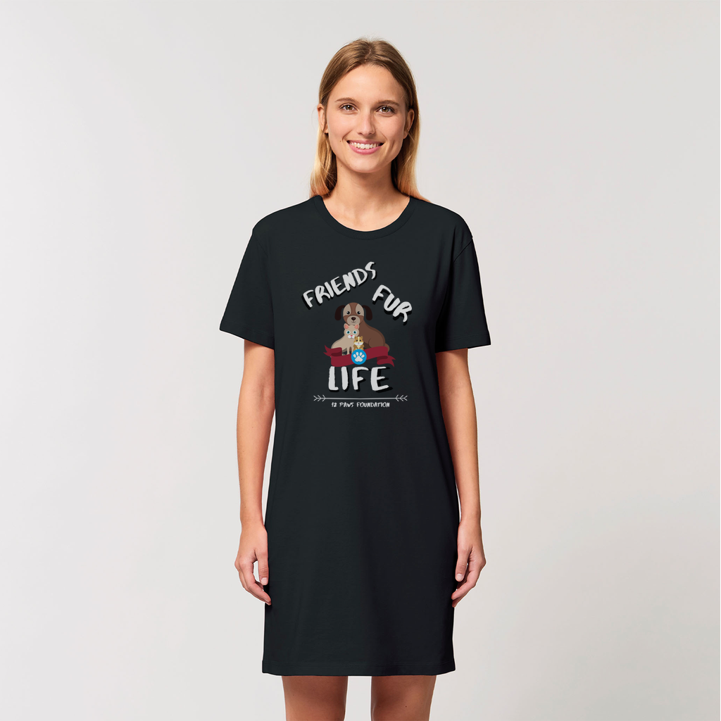 (White Lettering) Friends Fur Life Organic T-Shirt Dress