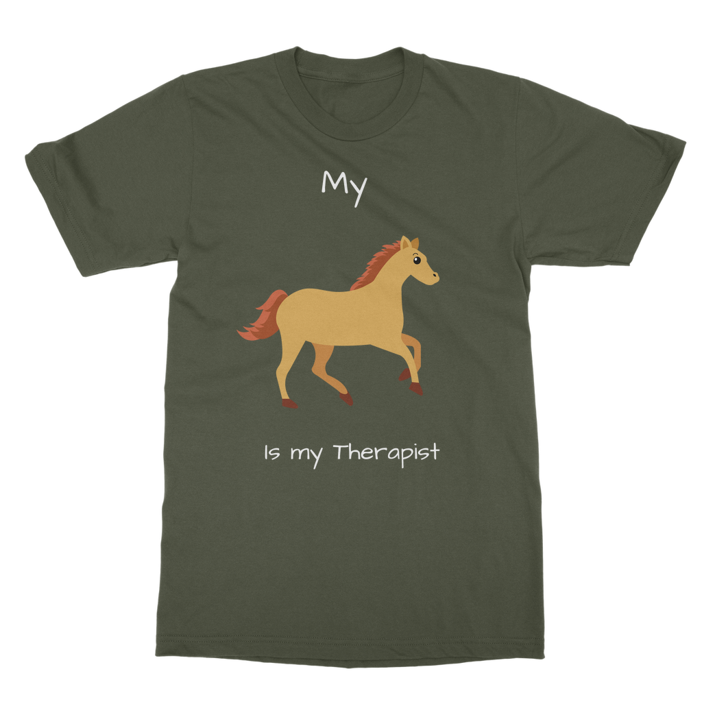 My Horse is My Therapist (White) Classic Adult T-Shirt