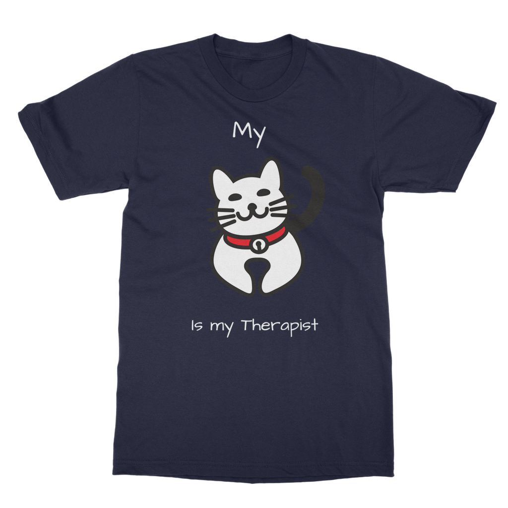 My Cat is My Therapist (White) Classic Adult T-Shirt