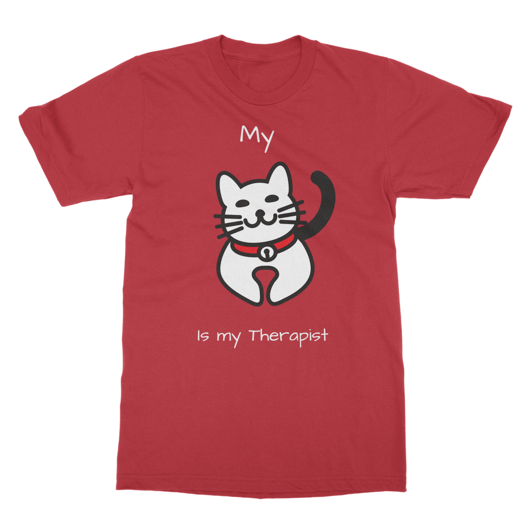 My Cat is My Therapist (White) Classic Adult T-Shirt