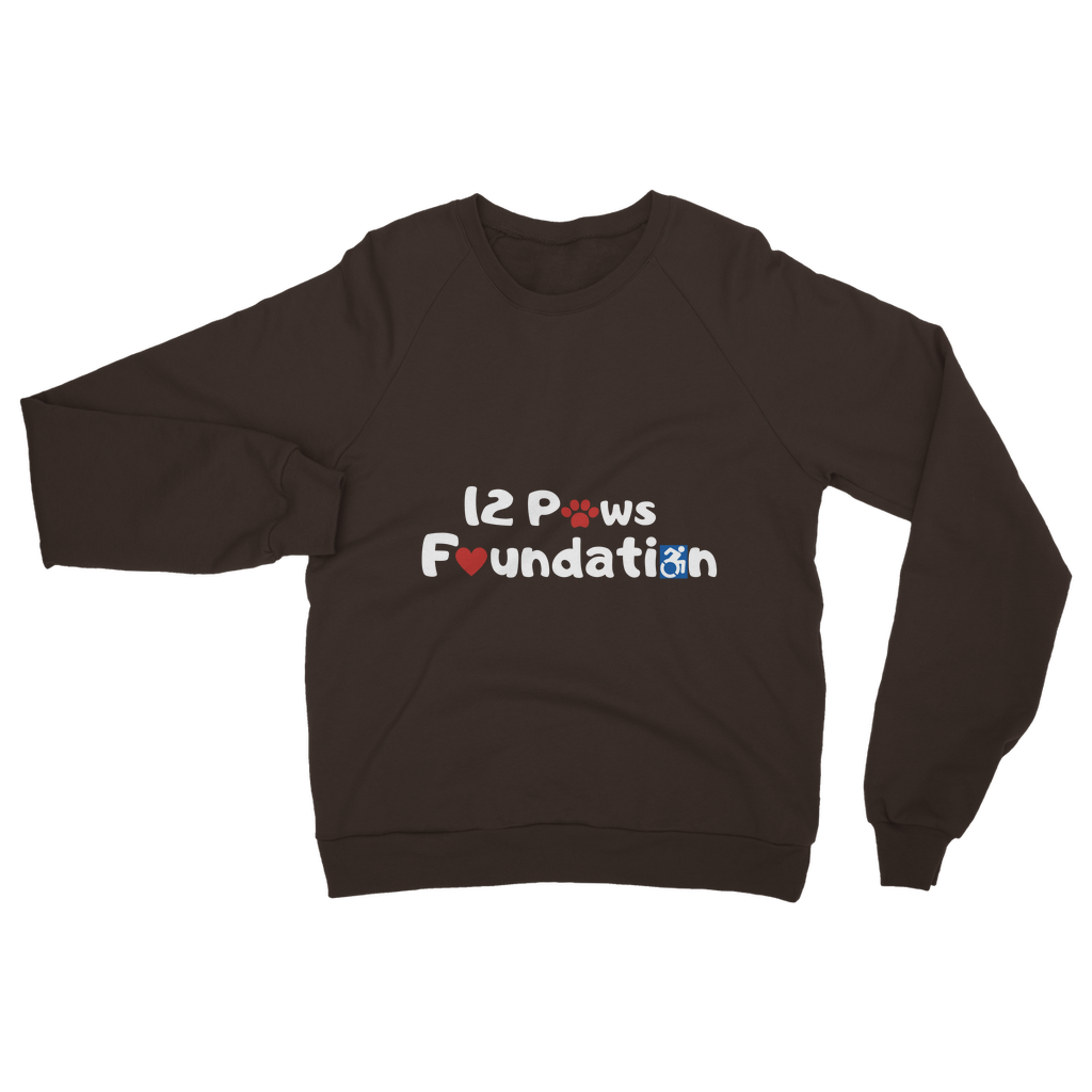 (White Lettering) 12 Paws Foundation Classic Adult Sweatshirt