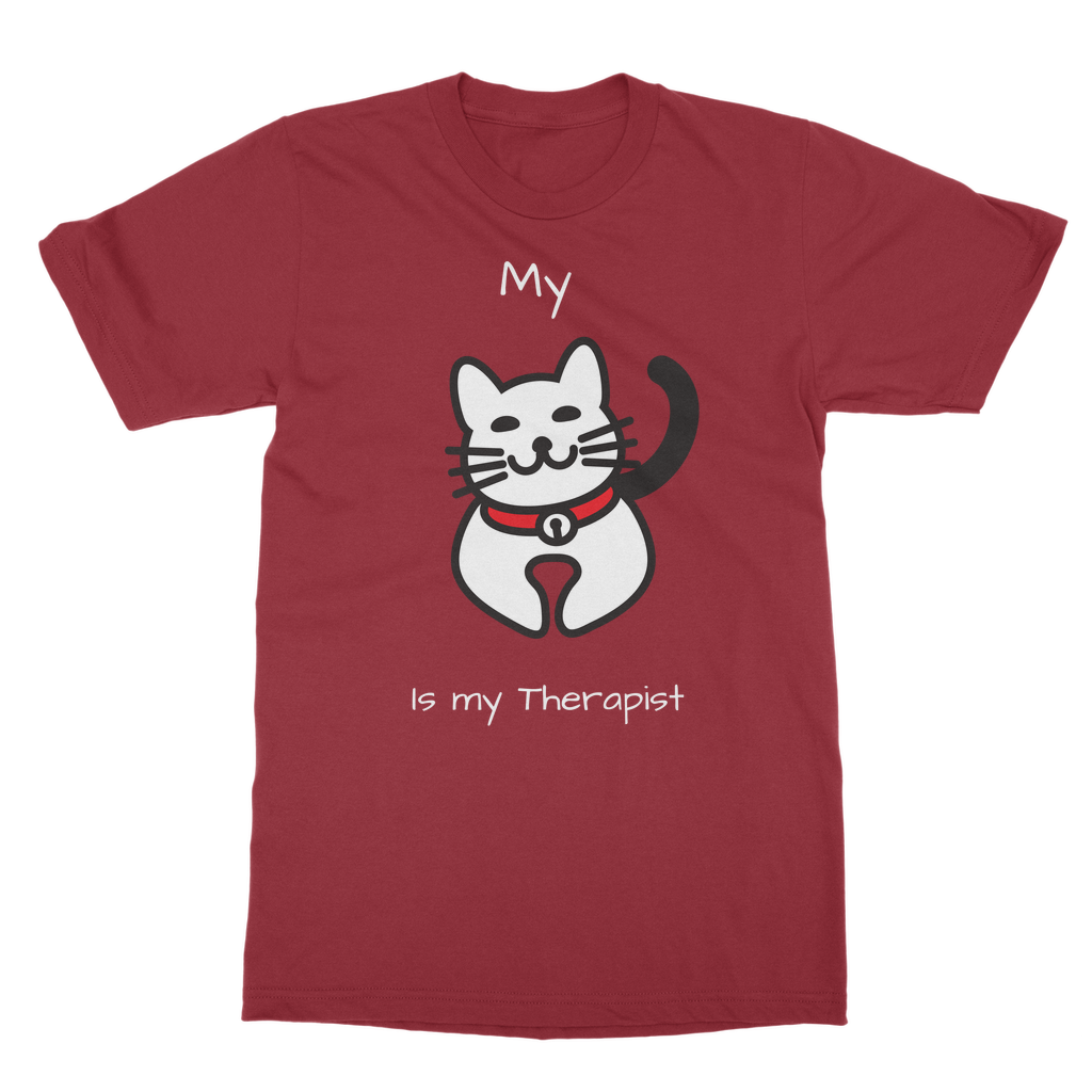 My Cat is My Therapist (White) Classic Adult T-Shirt