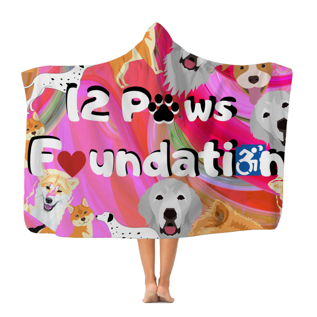 (Pink) 12 Paws Pattern Mask Classic Adult Hooded Blanket