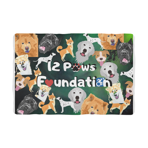 12 Paws Pattern Mask (Green) Sublimation Pet Blanket