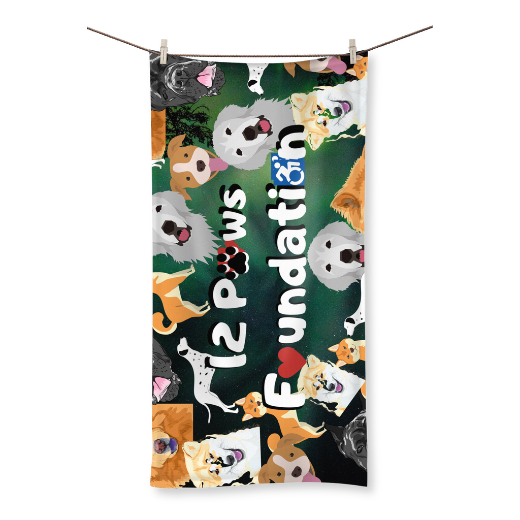 12 Paws Pattern Mask (Green) Sublimation All Over Towel
