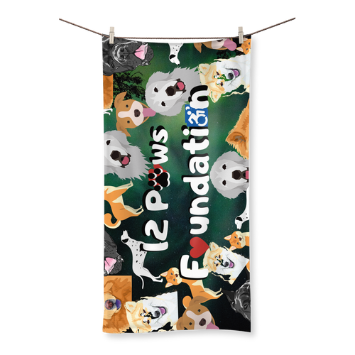 12 Paws Pattern Mask (Green) Sublimation All Over Towel