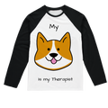 (Black) My Dog is my Therapist Sublimation Baseball Long Sleeve T-Shirt
