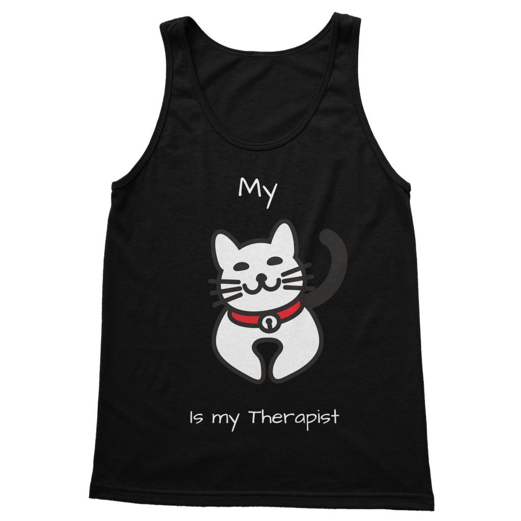 My Cat is My Therapist (White) Classic Women's Tank Top