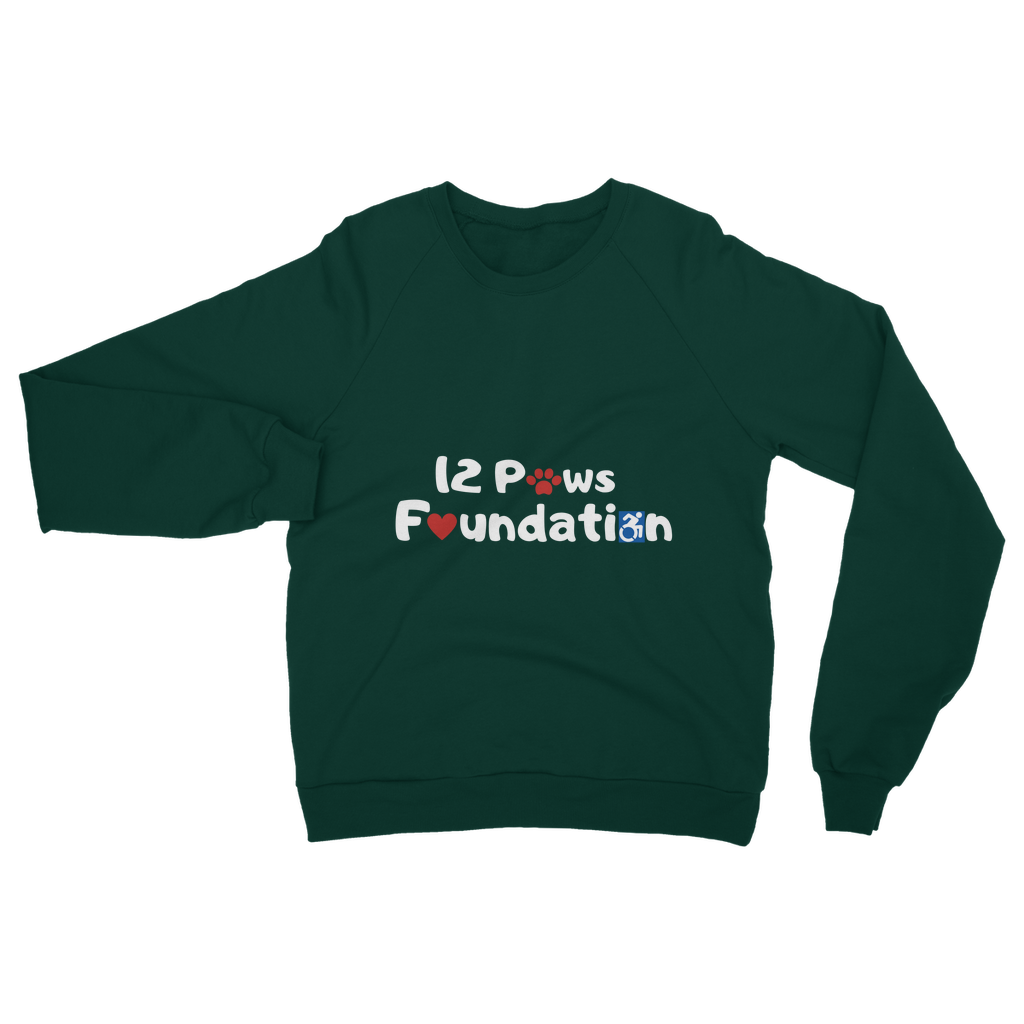 (White Lettering) 12 Paws Foundation Classic Adult Sweatshirt