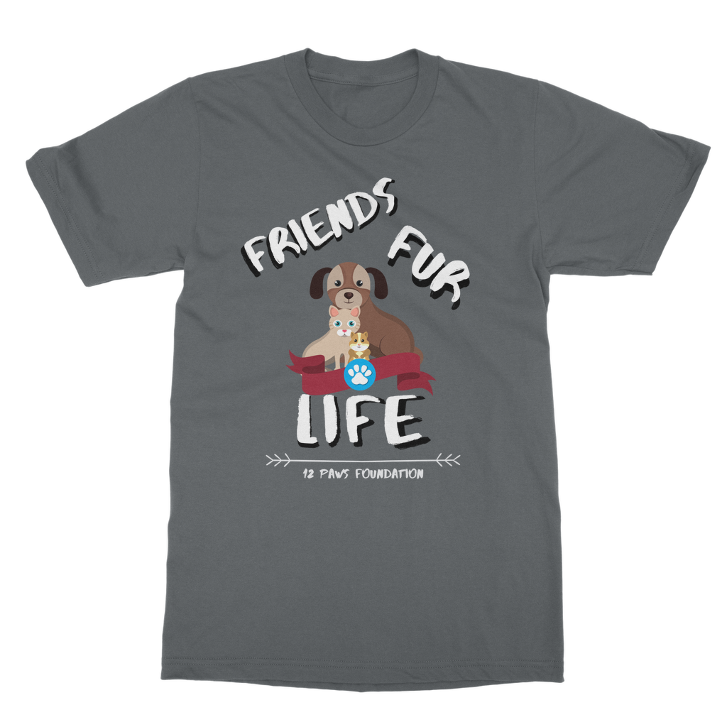 (White Lettering) Friends Fur Life Classic Adult T-Shirt