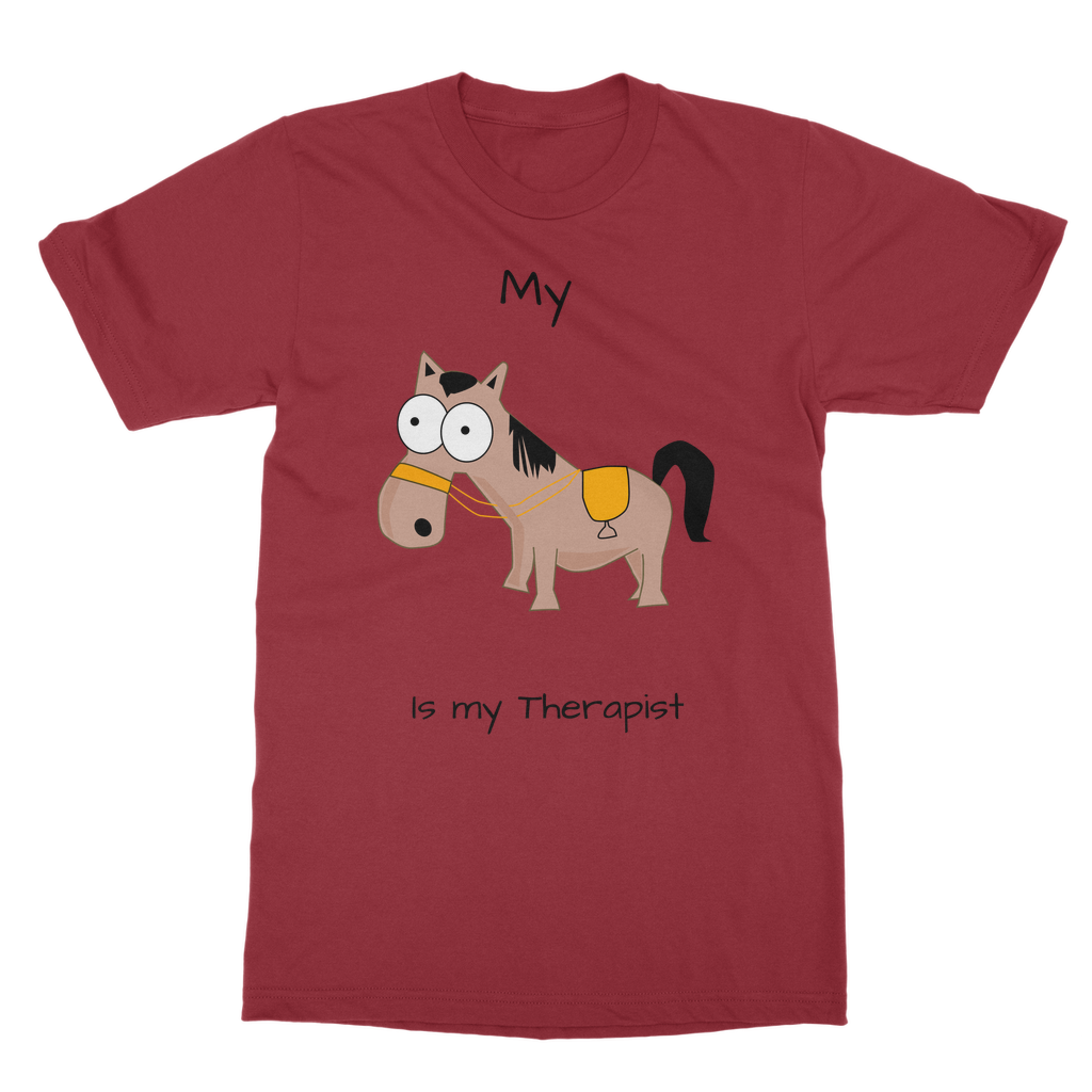My Crazy Horse is My Therapist (Black) Classic Adult T-Shirt