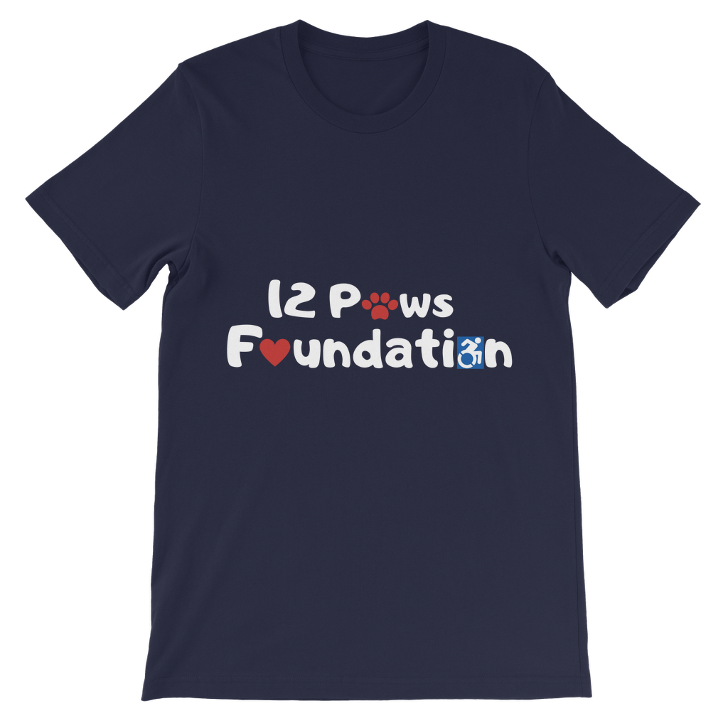 (White Lettering) 12 Paws Foundation Classic Kids T-Shirt