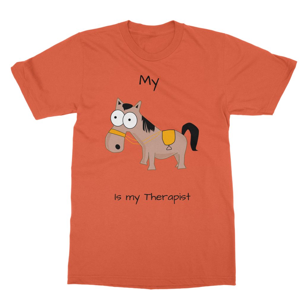 My Crazy Horse is My Therapist (Black) Classic Adult T-Shirt