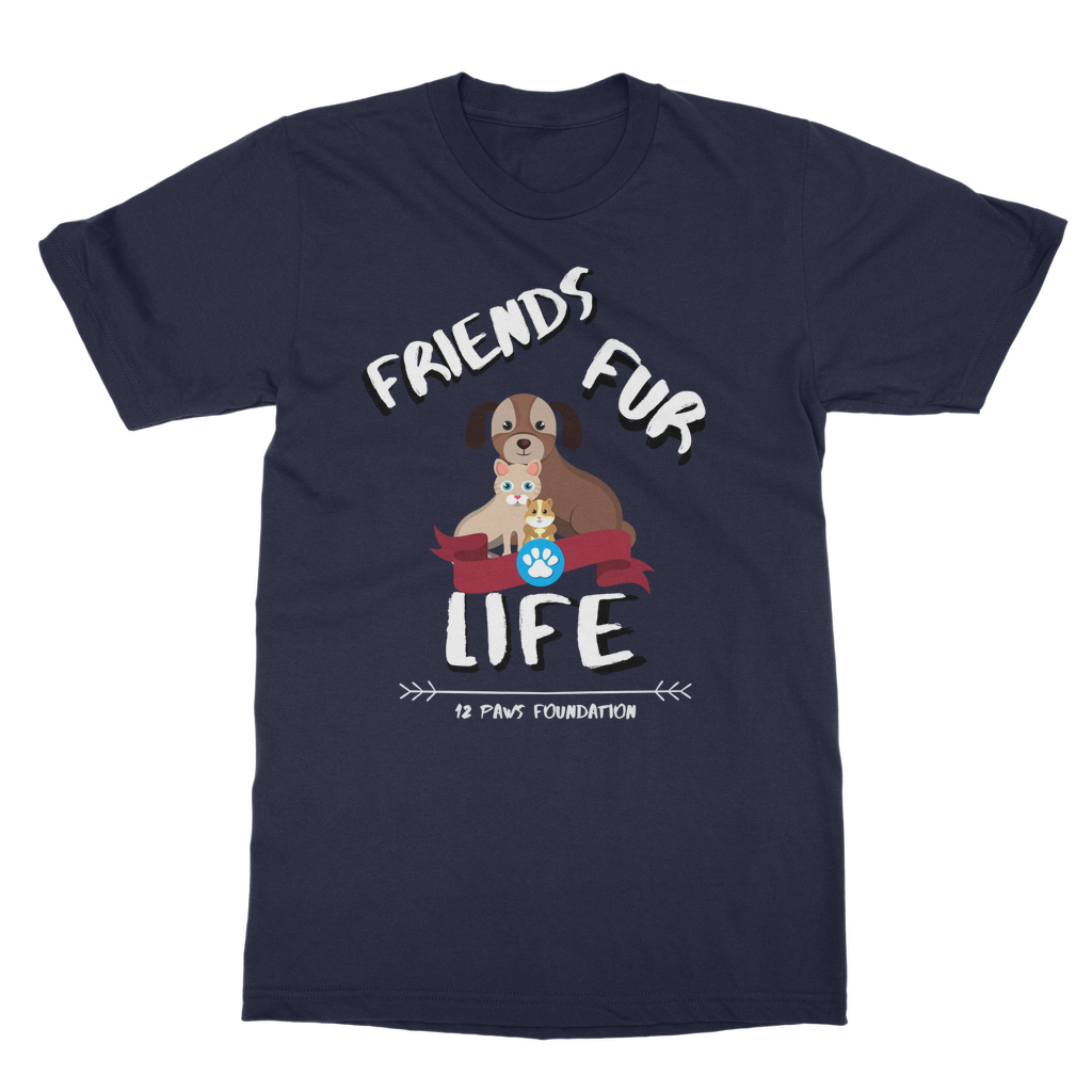 (White Lettering) Friends Fur Life Classic Adult T-Shirt