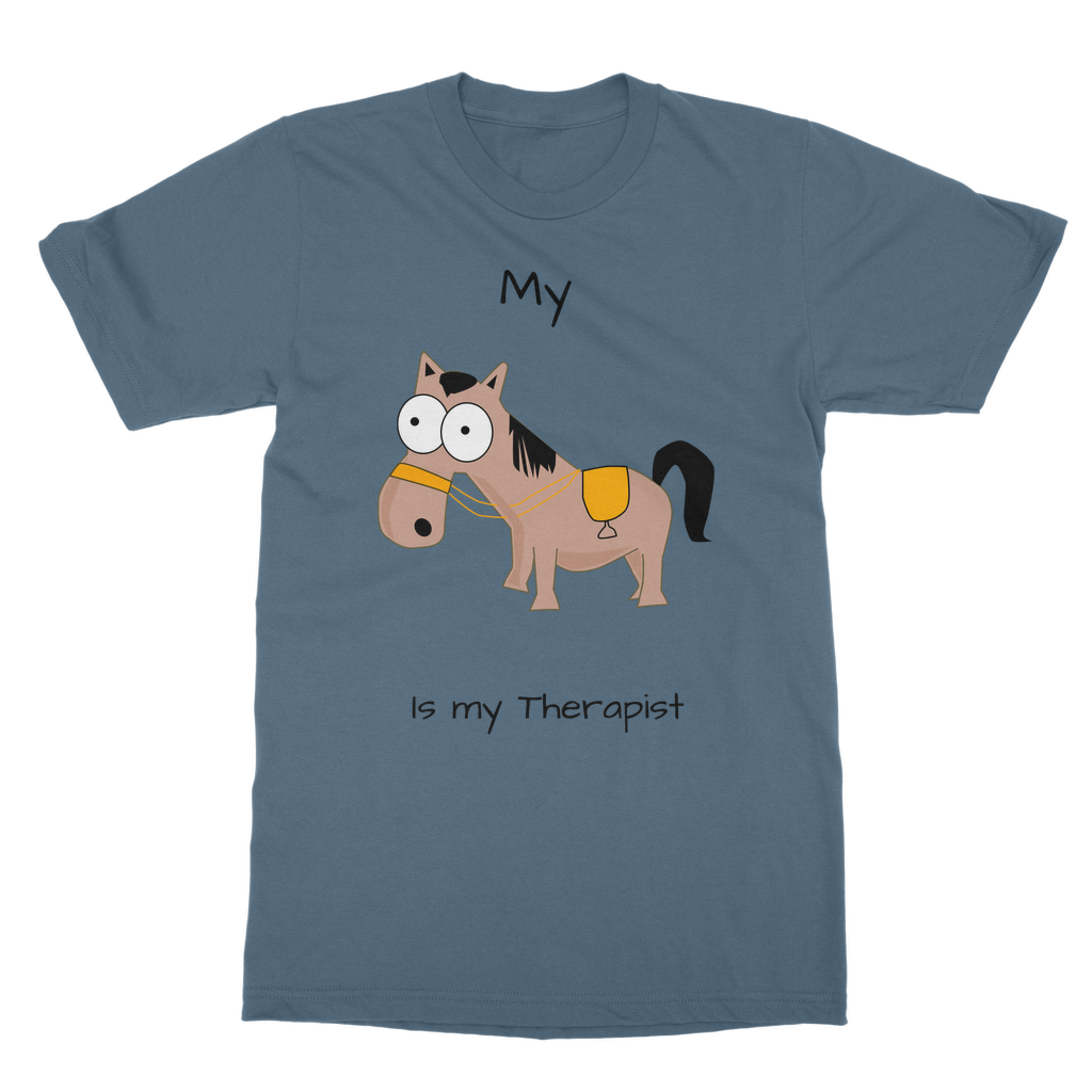 My Crazy Horse is My Therapist (Black) Classic Adult T-Shirt