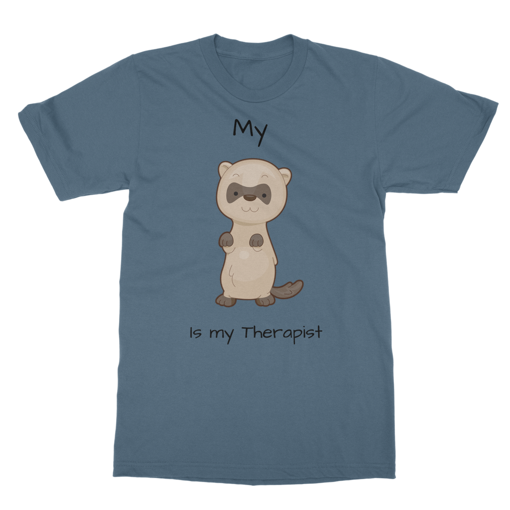 My Ferret is My Therapist (Black) Classic Adult T-Shirt