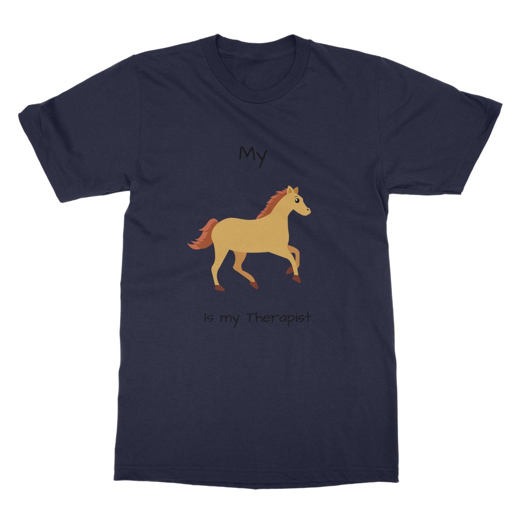 My Horse is My Therapist (Black) Classic Adult T-Shirt