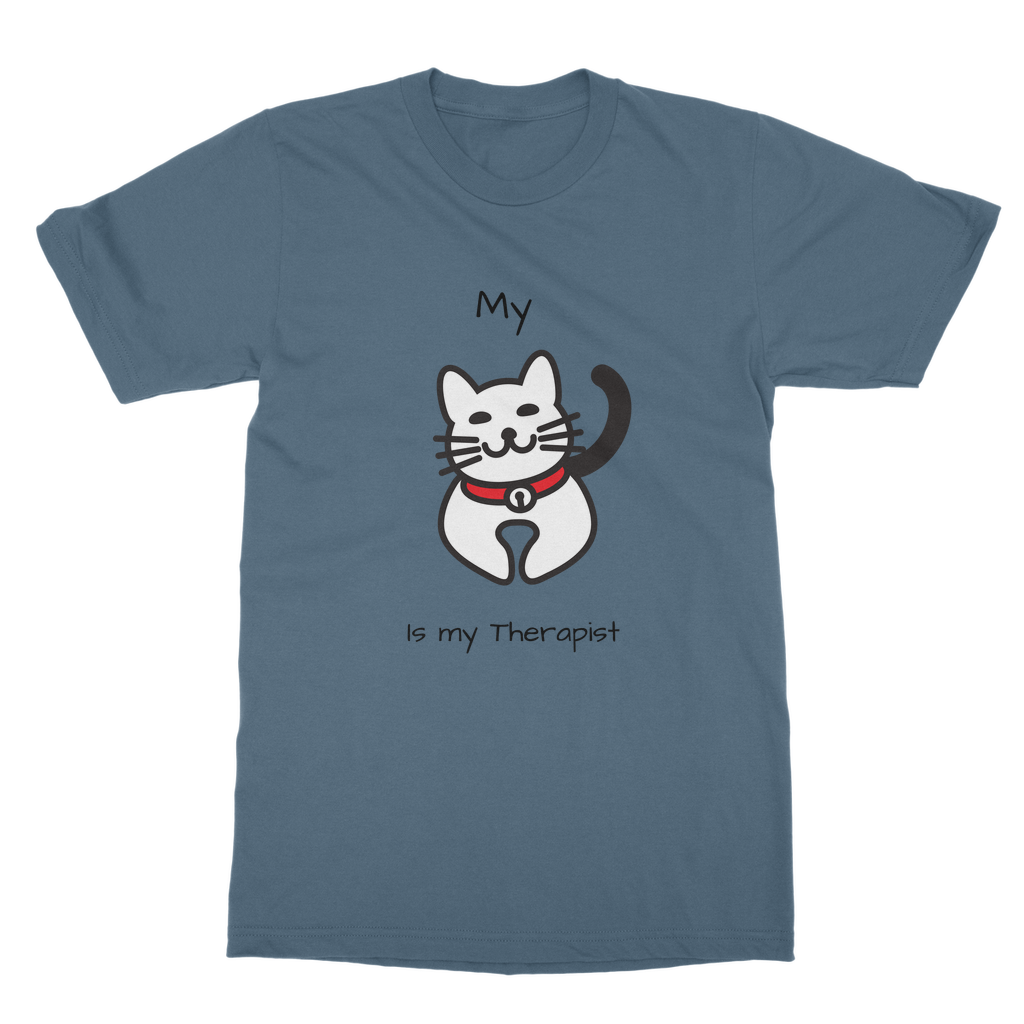 (Black) My Cat is My Therapist Classic Adult T-Shirt