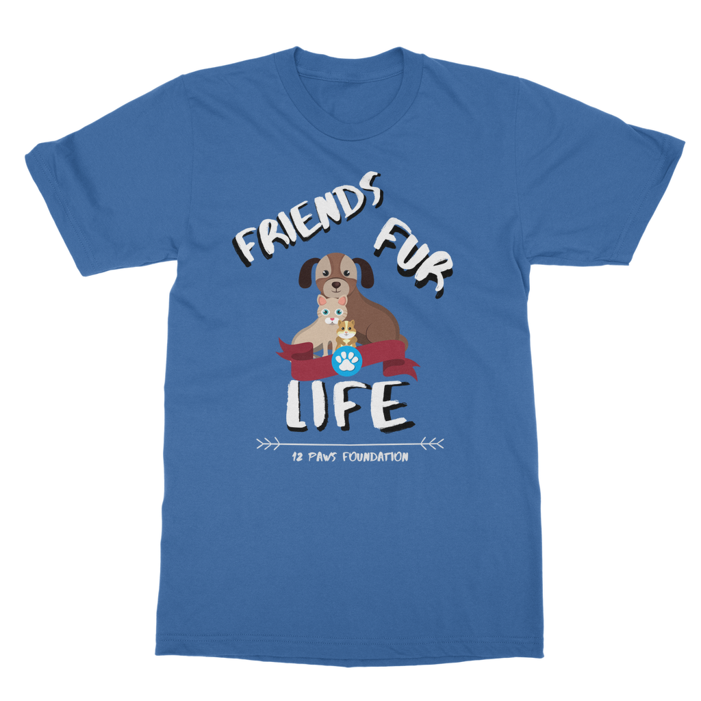 (White Lettering) Friends Fur Life Classic Adult T-Shirt