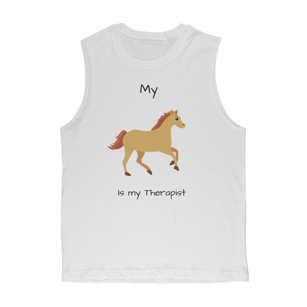 My Horse is My Therapist (Black) Classic Adult Muscle Top