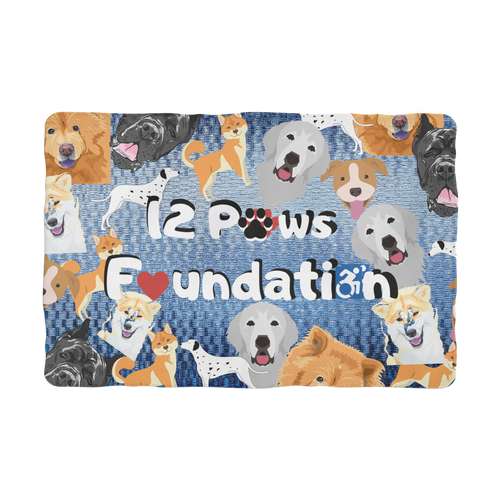 (Sky Blue) 12 Paws Pattern Mask Sublimation Pet Blanket