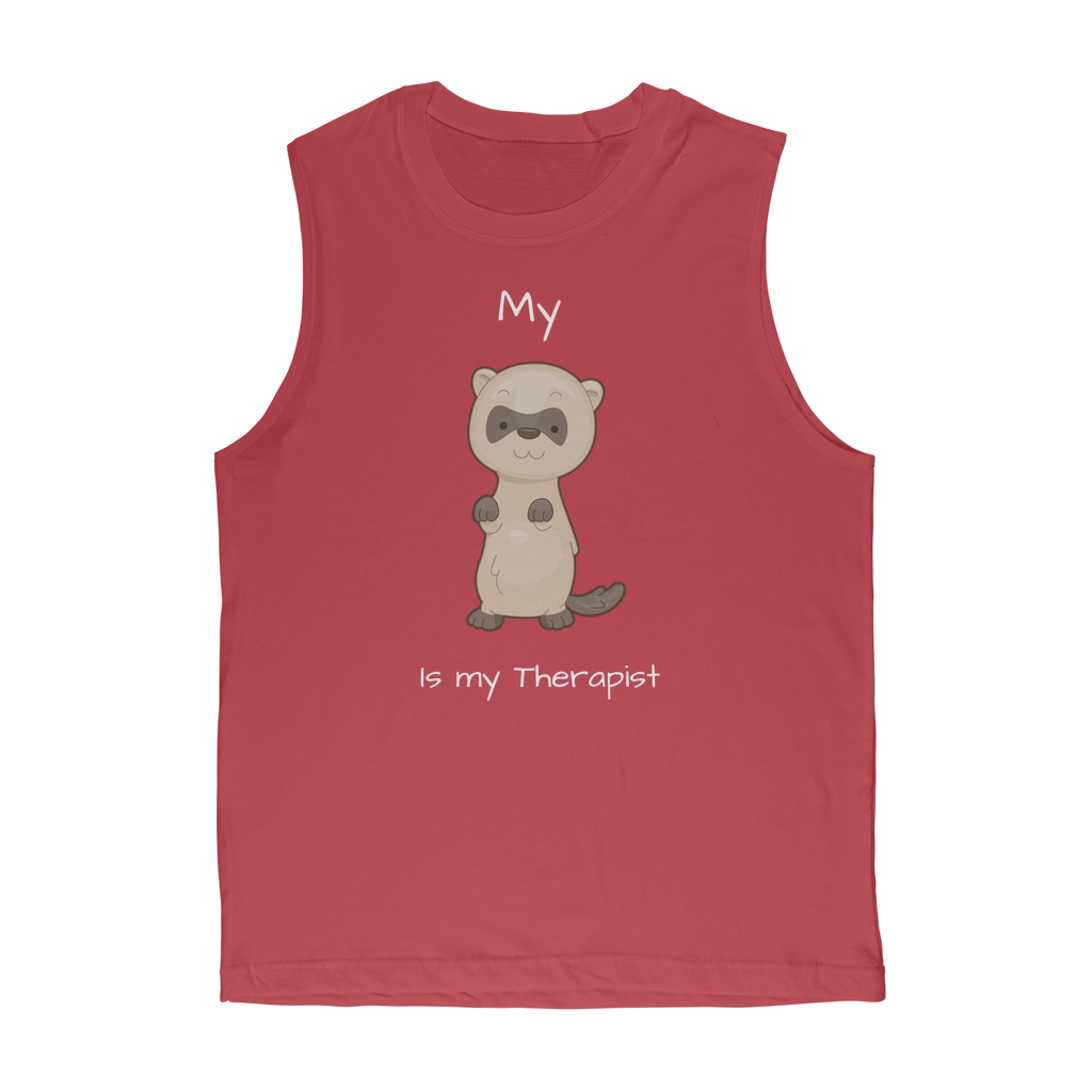 My Ferret is My Therapist (White) Classic Adult Muscle Top