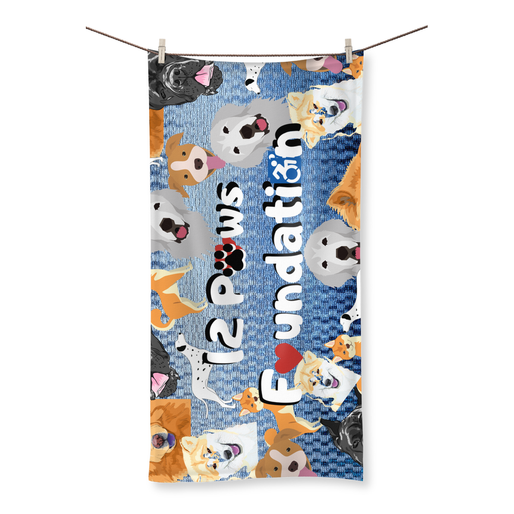 (Sky Blue) 12 Paws Pattern Mask Sublimation All Over Towel
