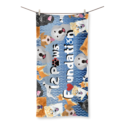 (Sky Blue) 12 Paws Pattern Mask Sublimation All Over Towel