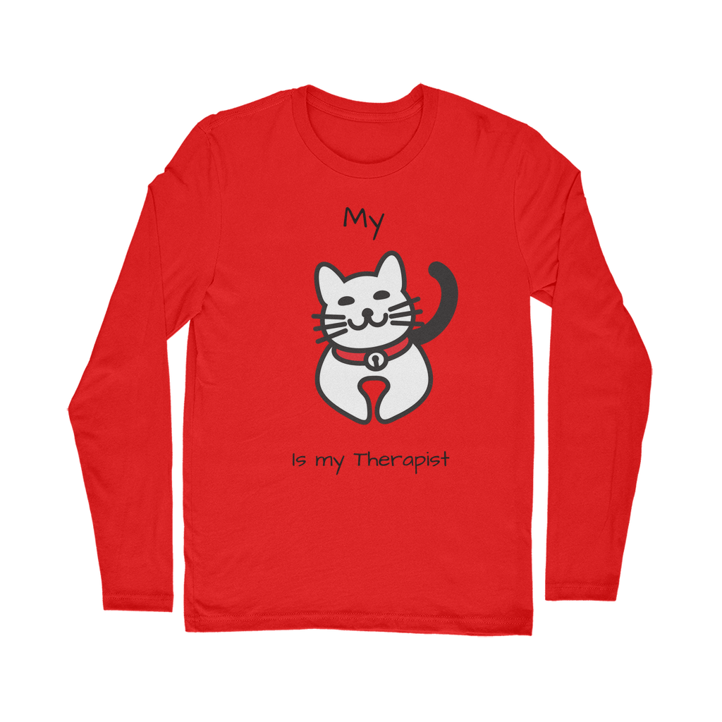 (Black) My Cat is My Therapist Classic Long Sleeve T-Shirt