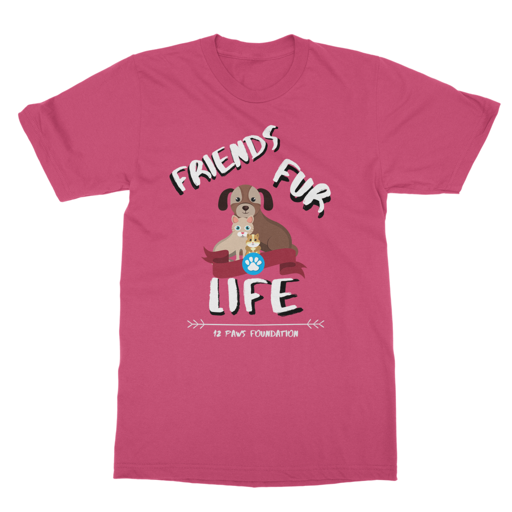(White Lettering) Friends Fur Life Classic Adult T-Shirt