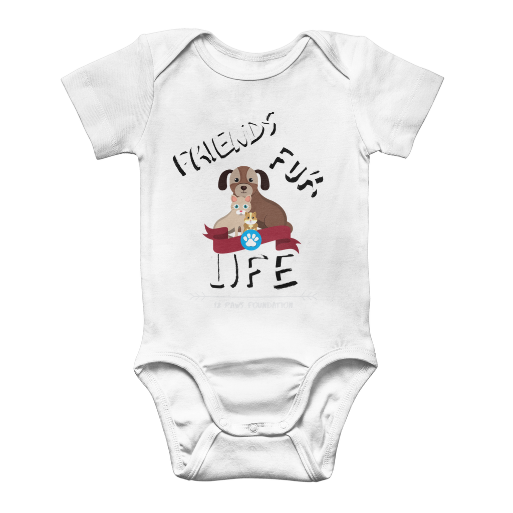 (White Lettering) Friends Fur Life Classic Baby Onesie Bodysuit