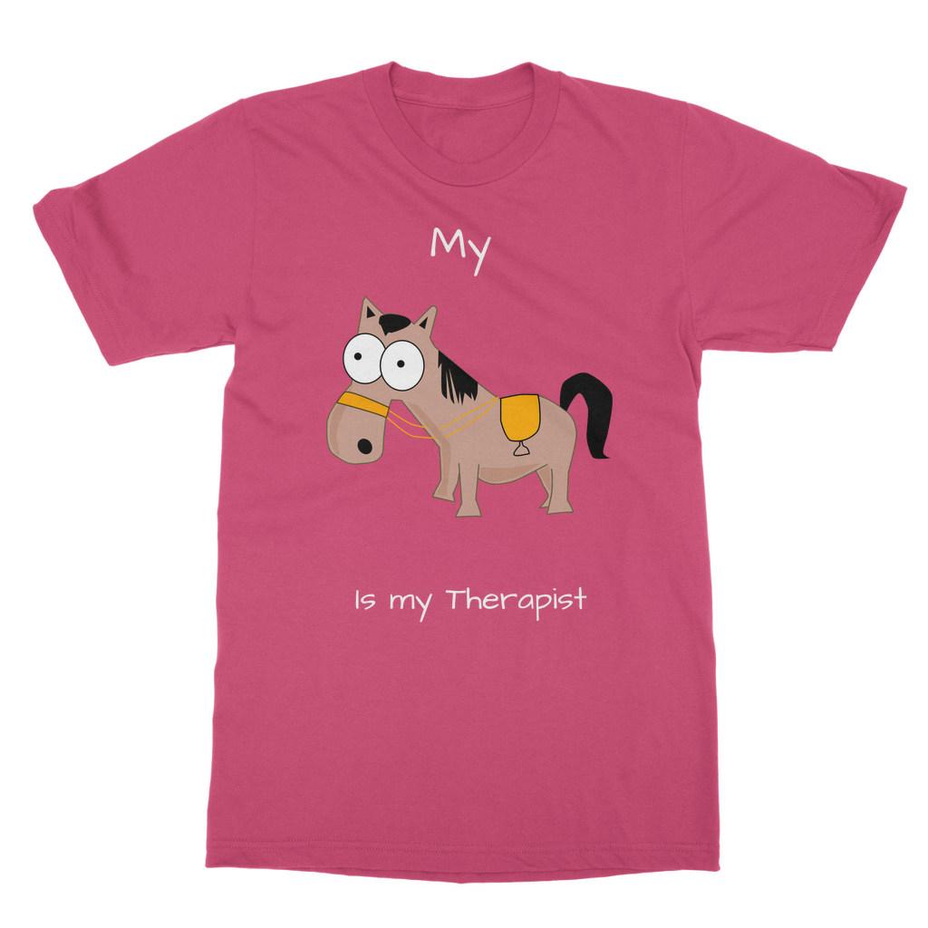 My Crazy Horse is my Therapist (White) Classic Adult T-Shirt