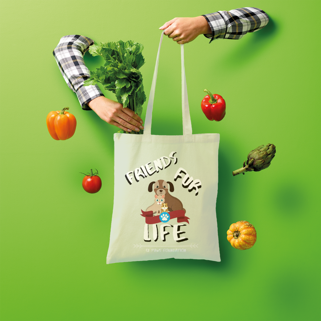 (White Lettering) Friends Fur Life Shopper Tote Bag