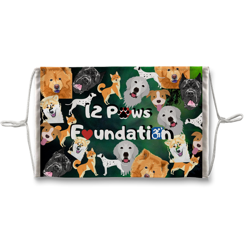 12 Paws Pattern Mask (Green) Sublimation Face Mask + 10 Replacement Filters