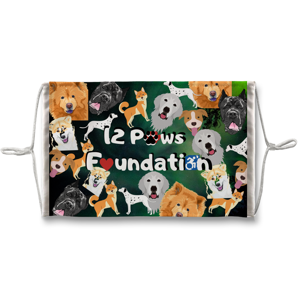 12 Paws Pattern Mask (Green) Sublimation Face Mask + 10 Replacement Filters